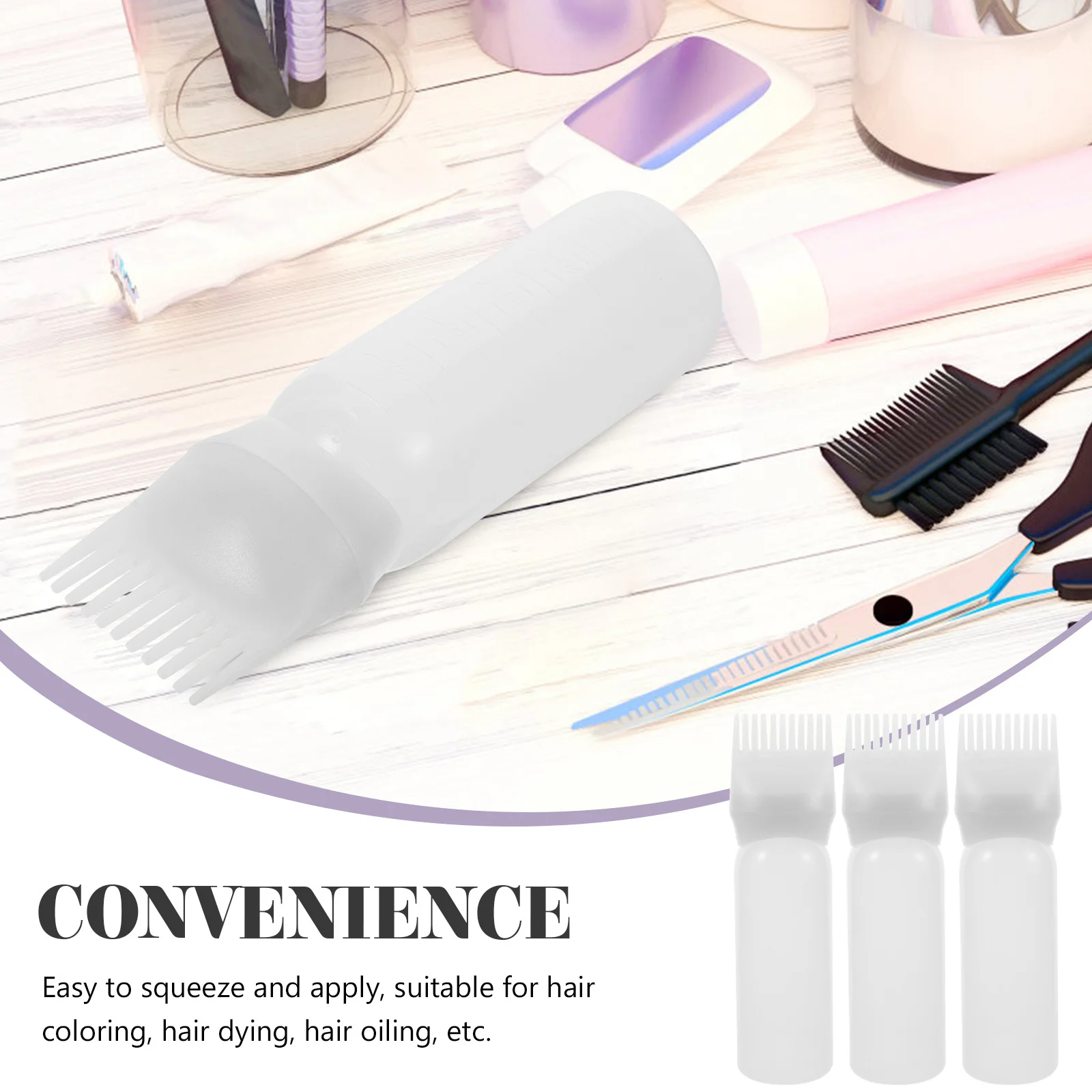 

3pcs Comb Applicator For Hair Oiling Dyeing Coloring Root Application Oil Dispenser Tool Scalp Bottle Dye Applicator Kit Tool