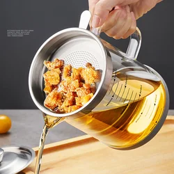 GIANXI 1.5L 1L Glass Oil Filter Pot Container Oil Separator Fine Mesh Strainer Tank Storage gadget useful things for kitchen