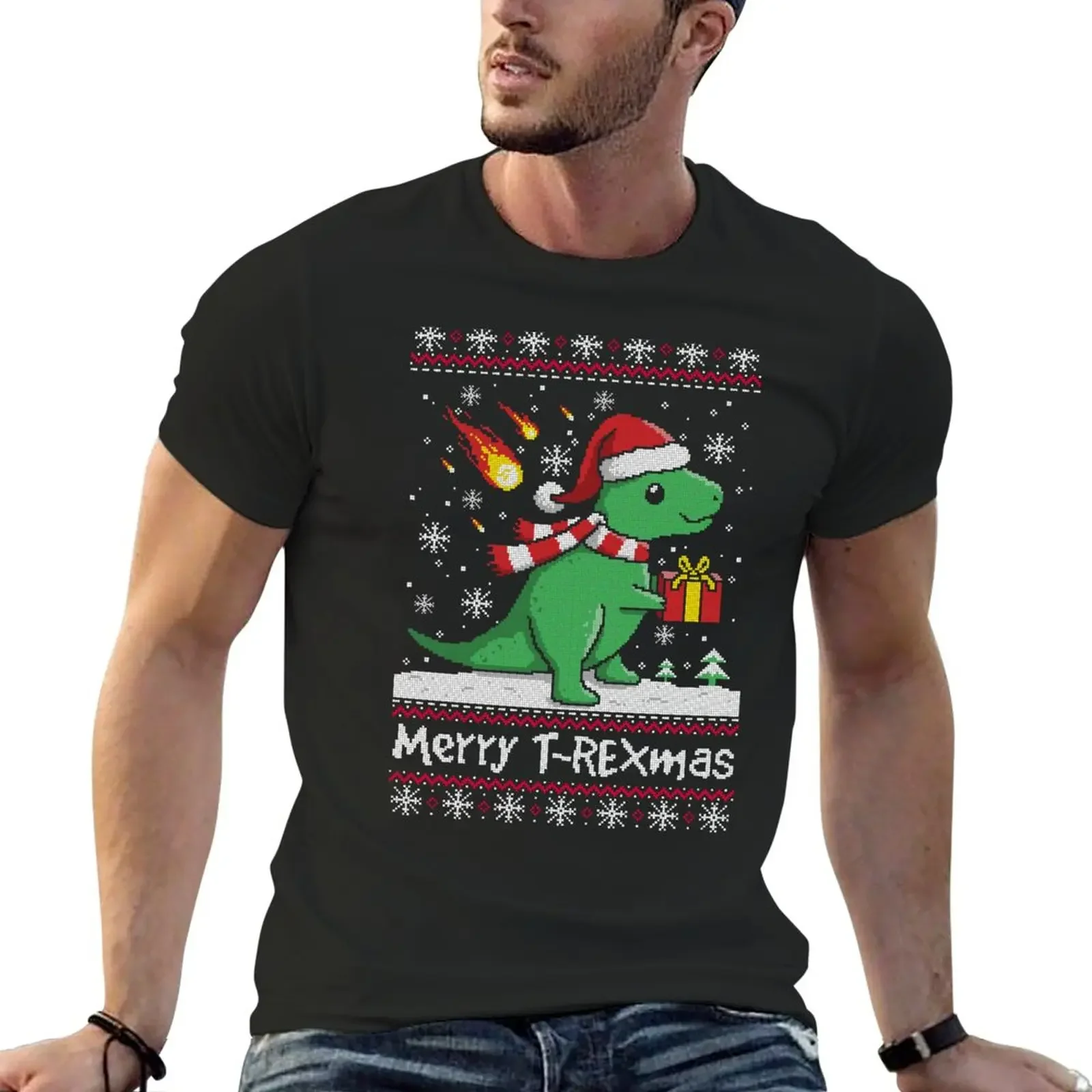 

Merry t rex mas ugly christmas sweater T-Shirt animal prinfor boys blanks plus sizes black t-shirts for men