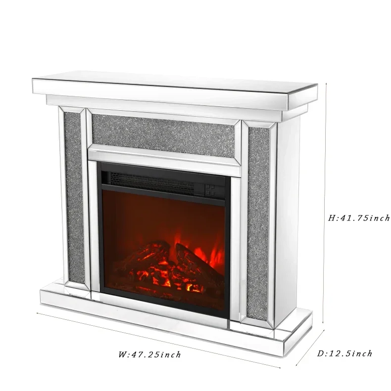 

# 47inch Mirrored Electric Fireplace Fireplace Mantel Freestanding Heater Firebox With 3d Flame