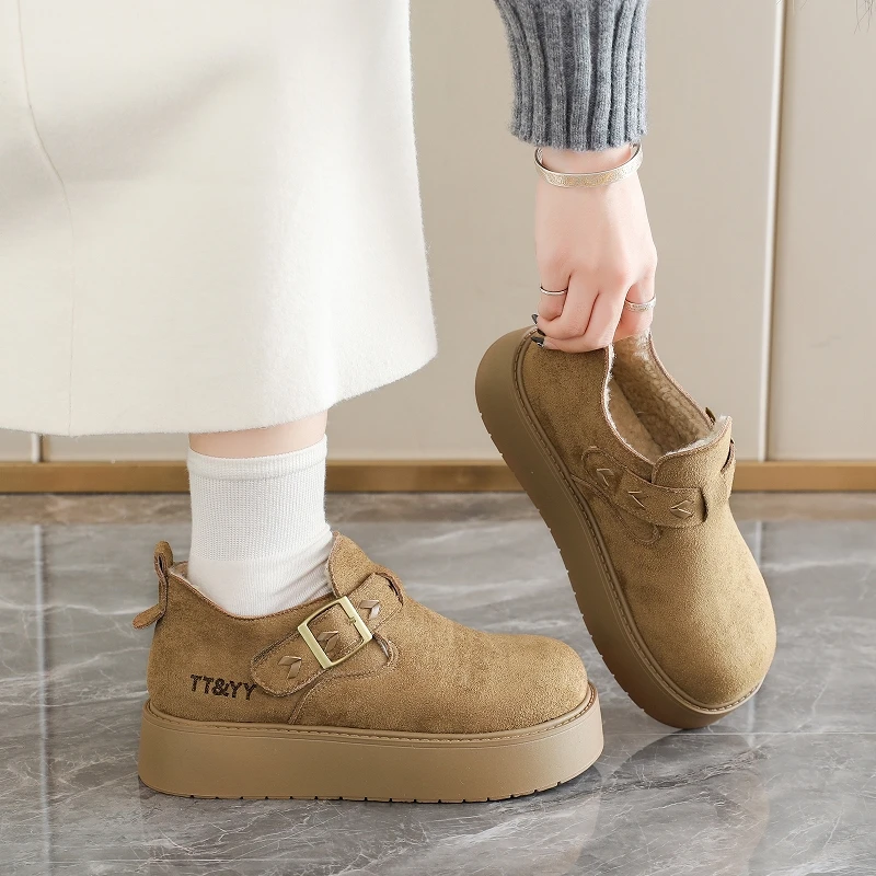 أحذية بدون كعب للاستخدام الخارجي، أحذية قطنية، أحذية نسائية دافئة مبطنة بالصوف، أحذية مقاومة للانزلاق والارتداء، BU01 #5