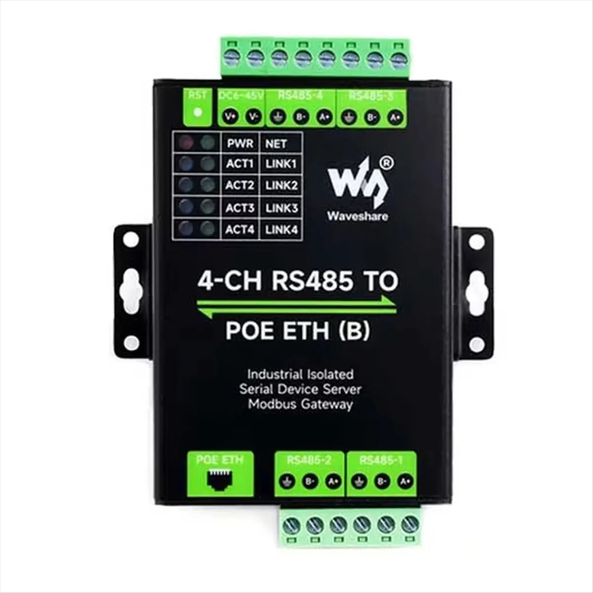 L77A  Industrial Isolated 4CH RS485 to POE ETH Ethernet Converter Support Modbus/MQTT/JSON Industrial DIN-Rail Design