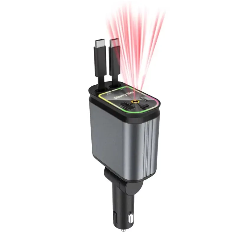 

GlowMart Factory Custom Car Charger Car Charger 2 Cables with Ambient Starlight Car Charger Fast Charging Type c