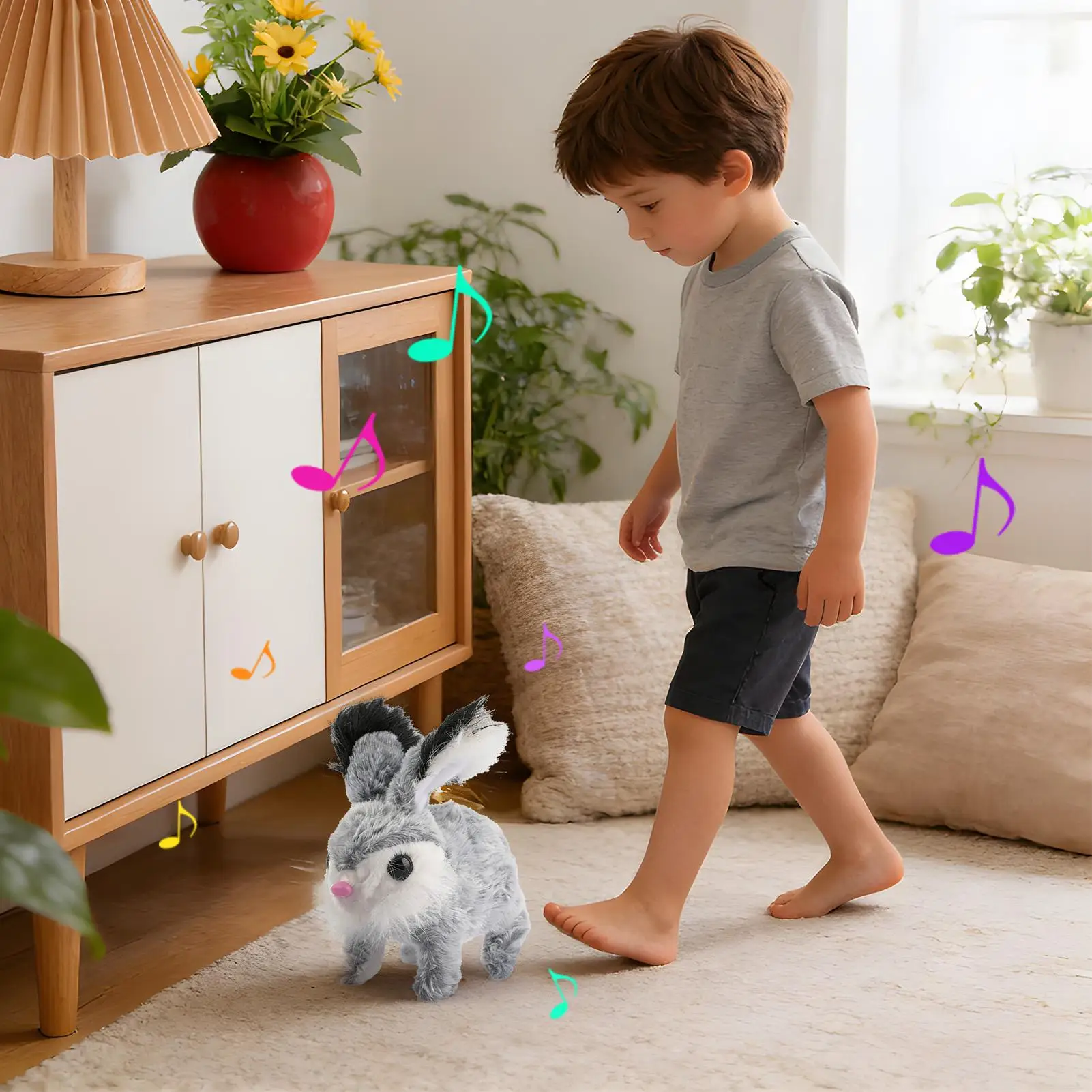Companion Animal For Kids Electric Jumping Rabbit Animal Realistic Toy Bunny For Children Girls Birthday New Year Christmas