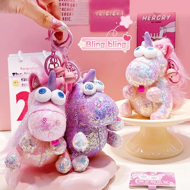 Kawaii Plush Toy Keychain Cartoon Unicorn Doll Pendant Bag Decoration Children Girls Gift Popular Animal Rainbow Horse Keyring