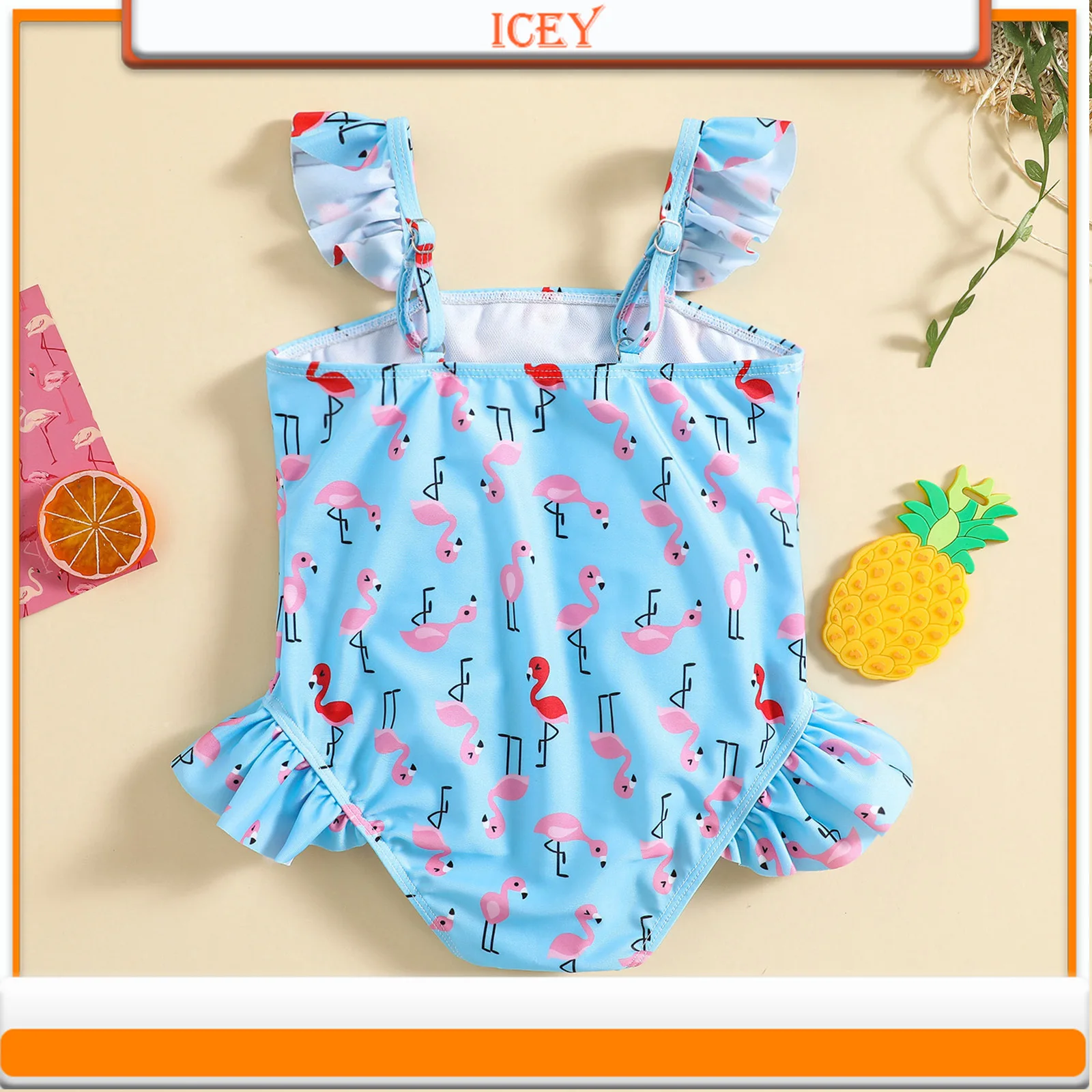 Girls Bikini Swimsuit New One-piece Single Top Crane Print Swimsuit for Girls Swimsuit Children One-Piece Suits