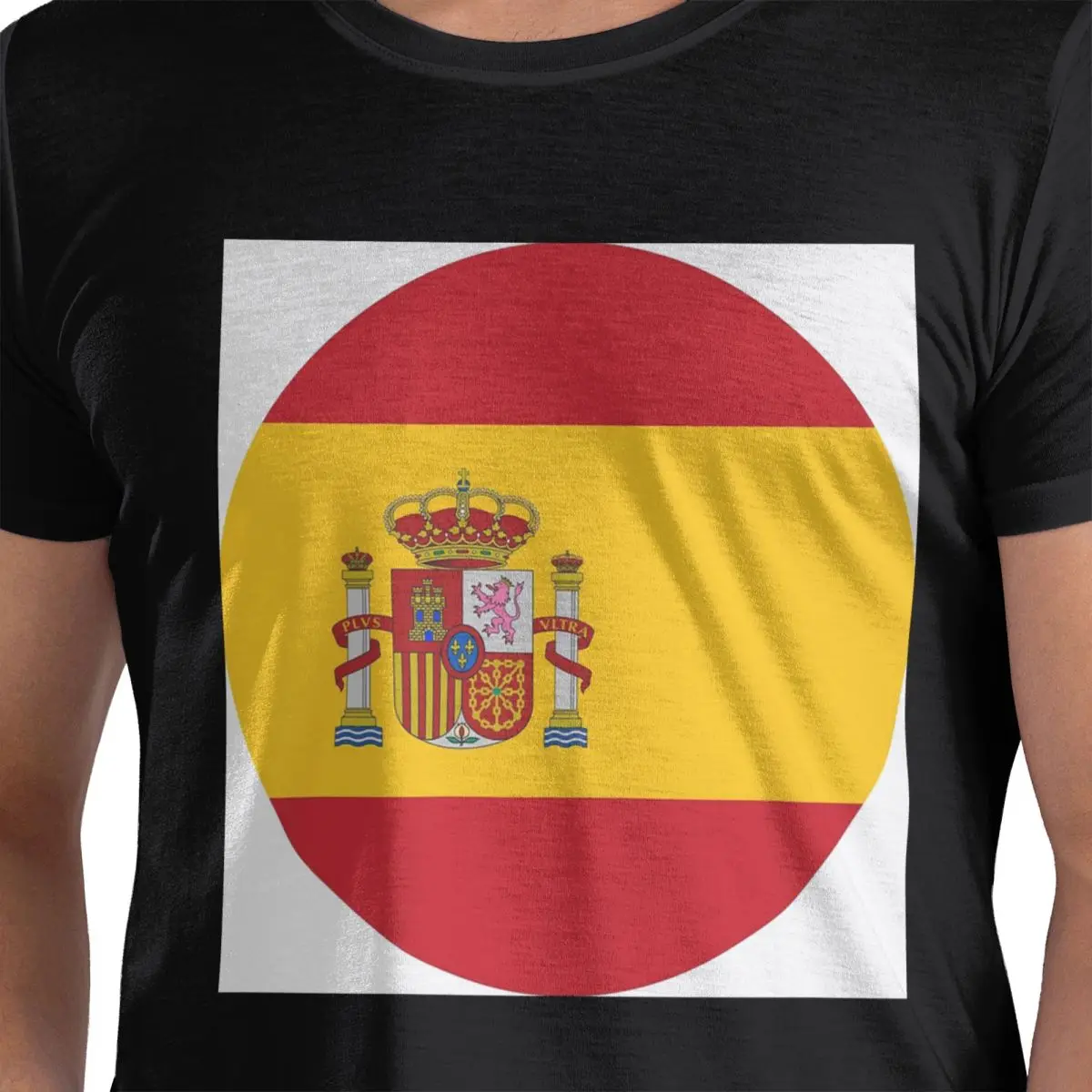 

Круглая футболка из 100% хлопка с испанским флагом, мужские забавные футболки, мужские футболки с круглым вырезом и коротким рукавом, S-6XL