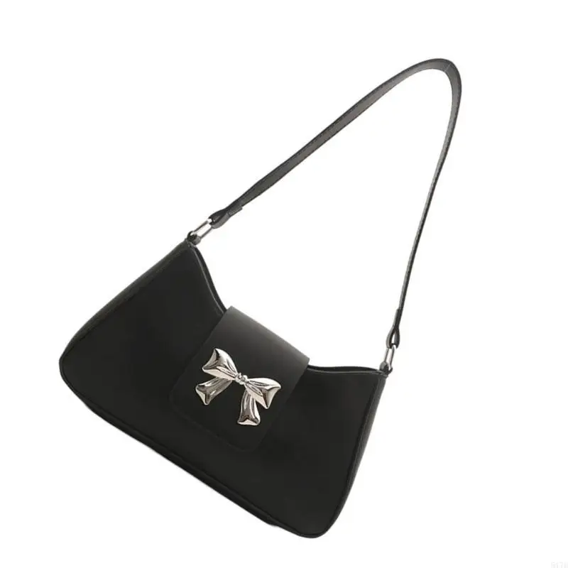 

Modern Women's Shoulder Bag PU Leather Handbag with Unique Bows Decoration 517D