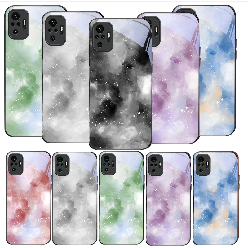 

Ink stained Star River For Redmi Note 14 Pro+ 13 Pro 8 9 9S 12S 10 Pro 11 12 13C 14C A3 12 13 K60 Ultra Black Glass Phone Case