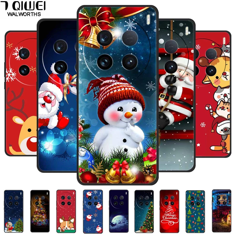 Christmas Phone Cases For Vivo X100 Ultra Pro 5G Case Black Silicone TPU Soft Cover For vivo X100 6.78