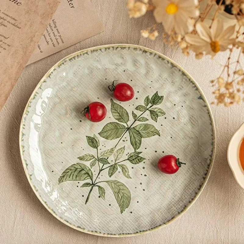 Ceramic Shallow Plate Western Style Pasta Plate Restaurant Cake Dessert Tableware Decorative Dinnerware for Home Kitchen