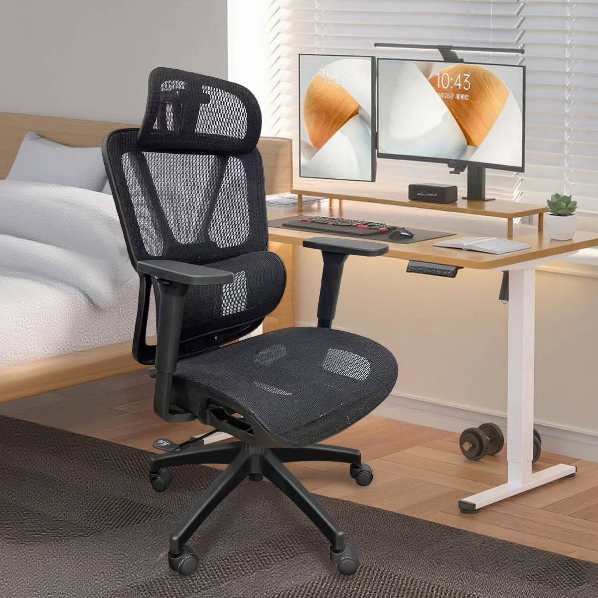 Cadeira Ergonômica Python Fly de Escritório com Encosto Lumbar Triangular,Assento Respirável,Apoio de Cabeça e Braços Ajustáveis