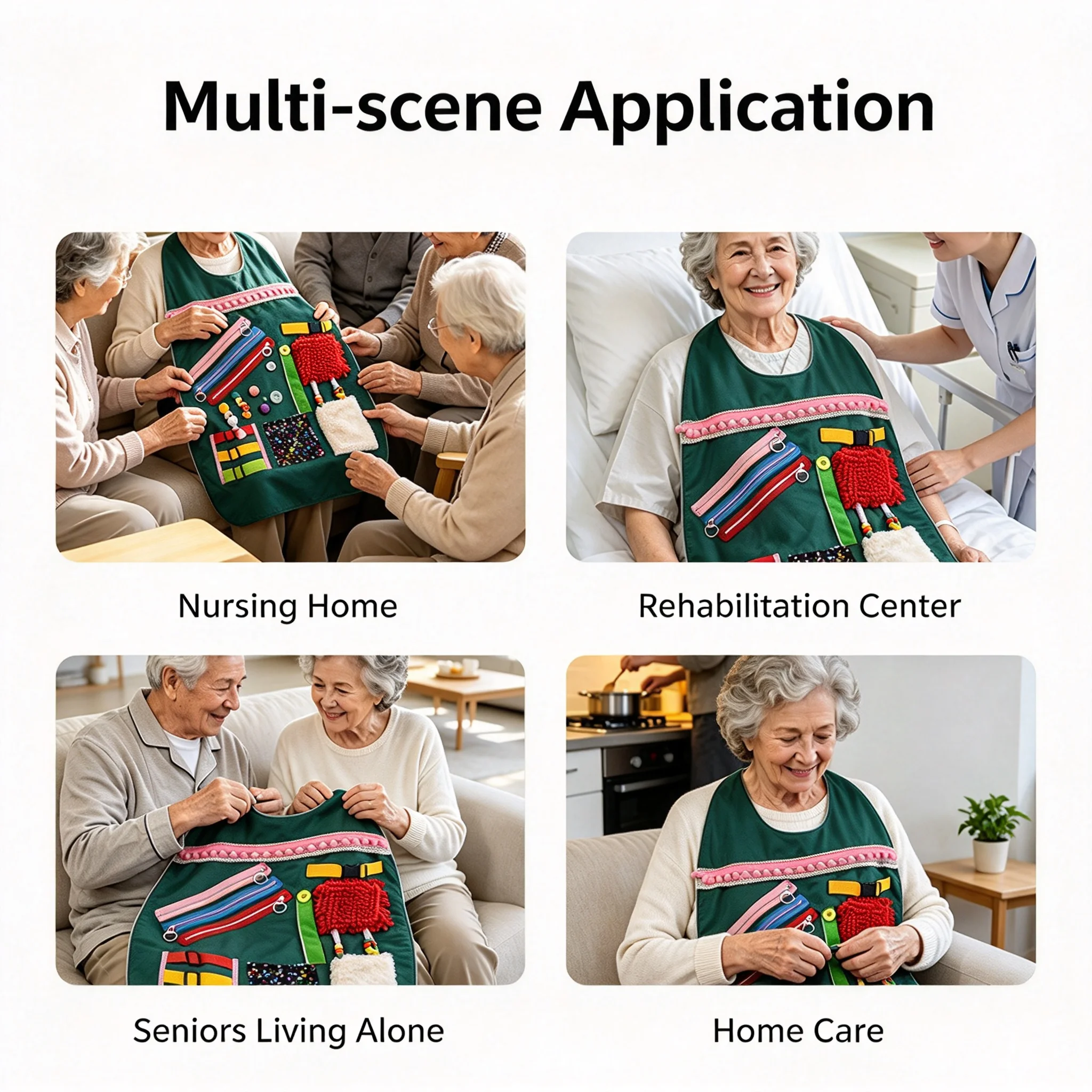 Dementia Patients Sensory Apron Elderly Awareness Training Tools Multifunction Alzheimer Fidget Anxiety Relief Educational Apron