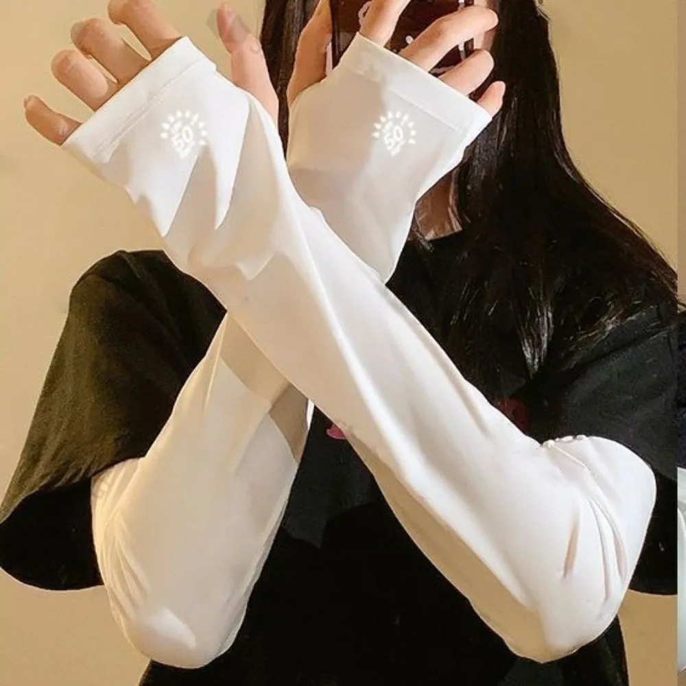 

Легкие дышащие нарукавники из ледяного шелка для фестиваля Сонгкран с охлаждающим эффектом, эластичная ткань, полиэстер