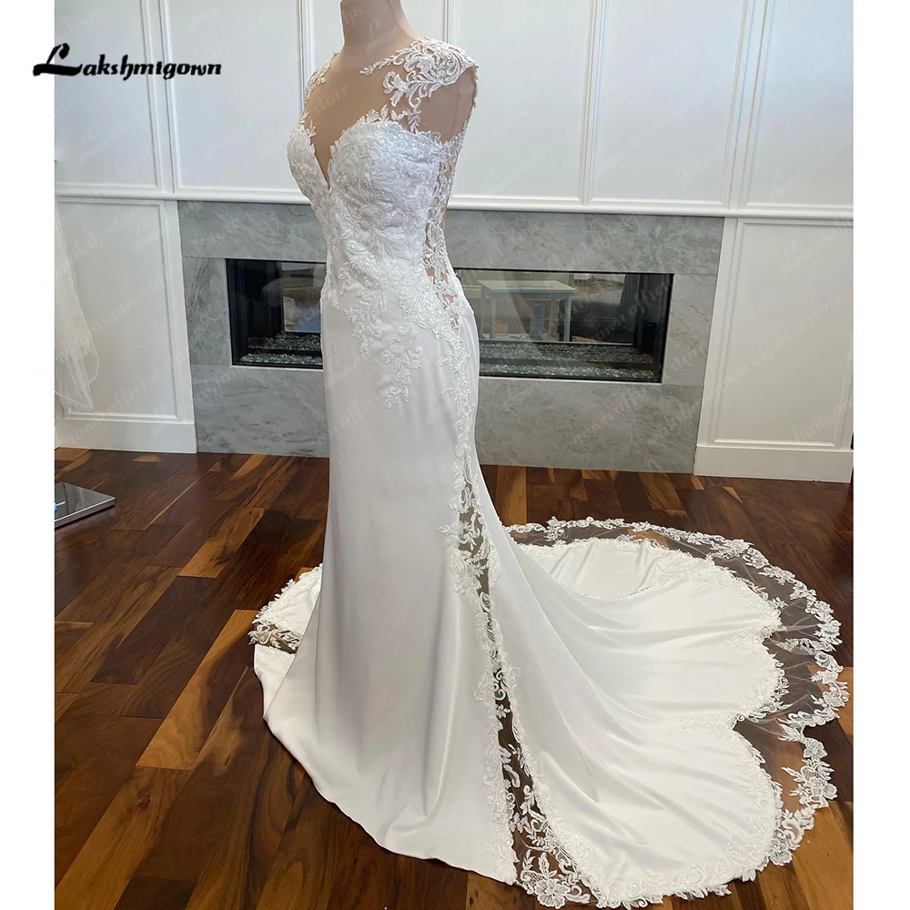 Sexy sereia vestidos de casamento para a noiva 2023 tribunal trem rendas apliques vestido noiva novie lakshmigown