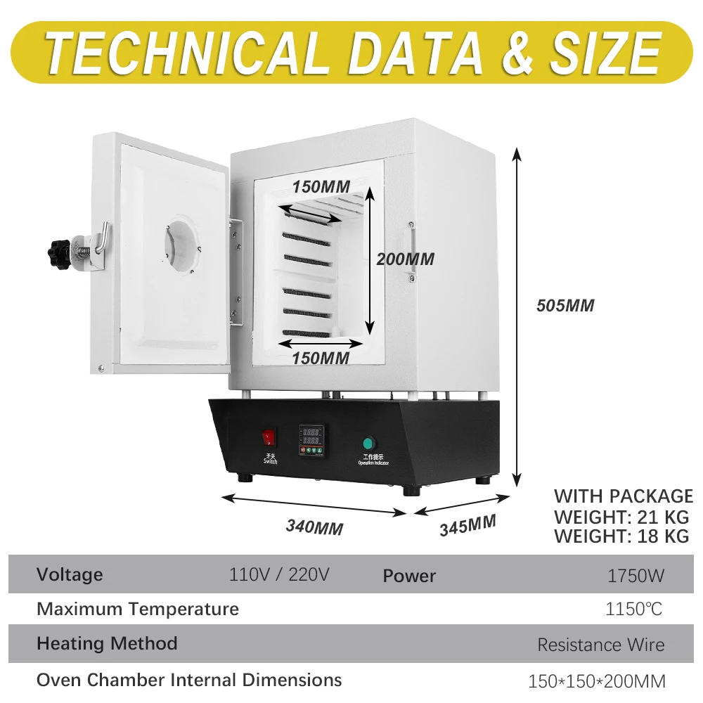 Laboratory Industrial Jewelry Constant Temperature Working Casting Furnace 1150℃ Gypsum Mold Enamel Furnace Jewelry Electric Drying Oven