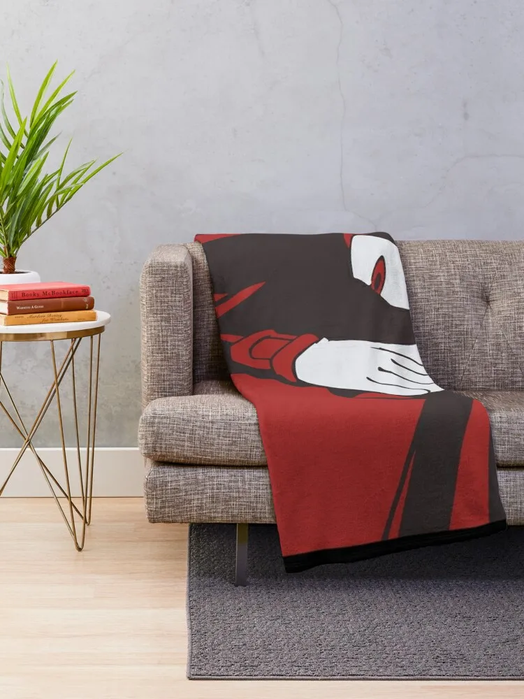 Normal Black Shadow Hedgehog anime manga style Background Red Throw Blanket Bed Fashionable Tourist Large Blankets