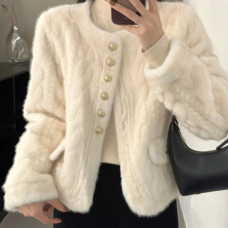 Piccola giacca corta in pelliccia sintetica profumata Donna Inverno Nuovo girocollo monopetto Pellicce Top Tendenza Cappotti in pelliccia di visone Capispalla caldo