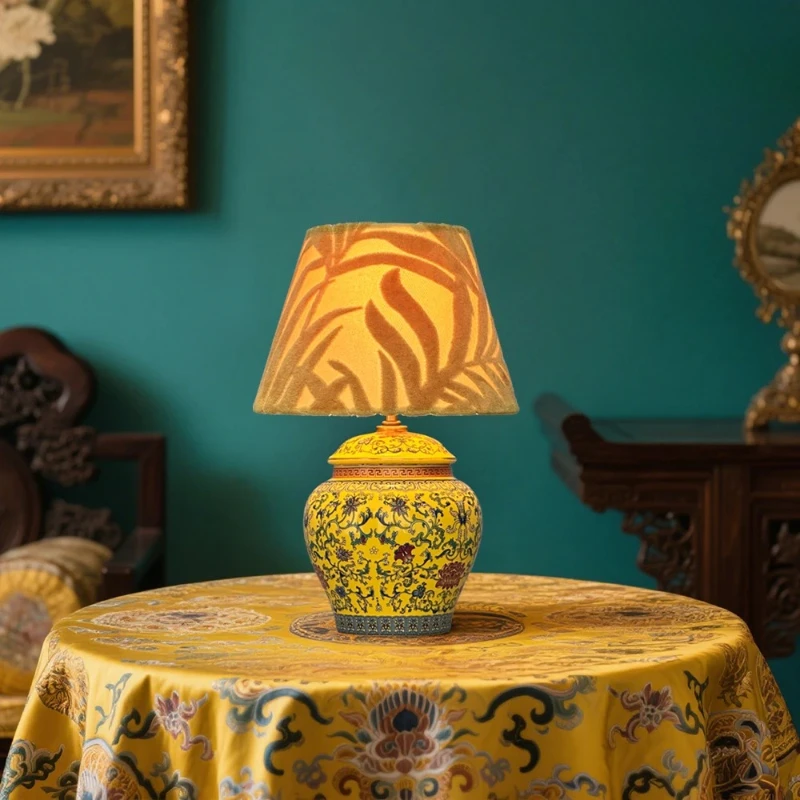 

2700K retro art rechargeable ceramic jar lamp bedside decoration modern bedroom hotel desk cordless ceramic desk lamp