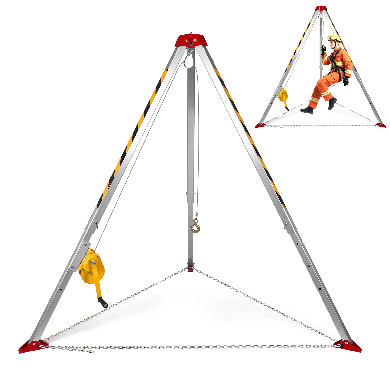 Heavy-Duty Confined Space Tripod Kit Self-Locking Rescue Tripod Safety Tripod for Confined Spaces Emergency Rescue Equipment