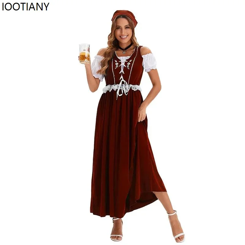 КосплейНемецкий Октоберфест Платье Карнавальная вечеринка Традиционное платье Хэллоуин Косплей Баварская униформа горничной Элегантное женское платье Ap