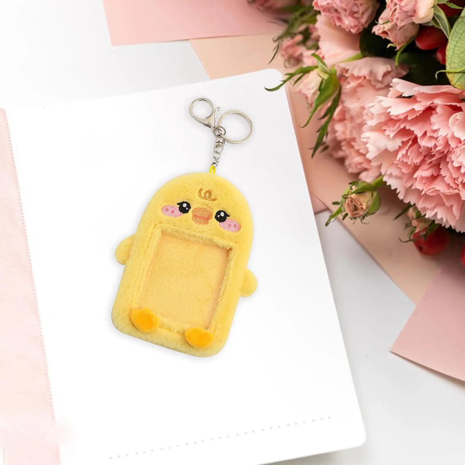 Plush Photocard Holder Keychain Casual Cute Cards Protector Photo Card Holder for Bus Cards Game Cards Badges Card ID Cards