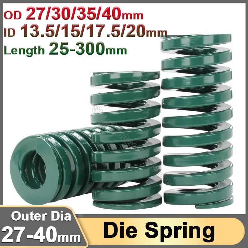 Spiral Stamping Compression Mould Mold Die Springs Green Heavy Load OD 27 30 35 40mm Length 25 30 35 40 45 50 55 60 65 70-300mm