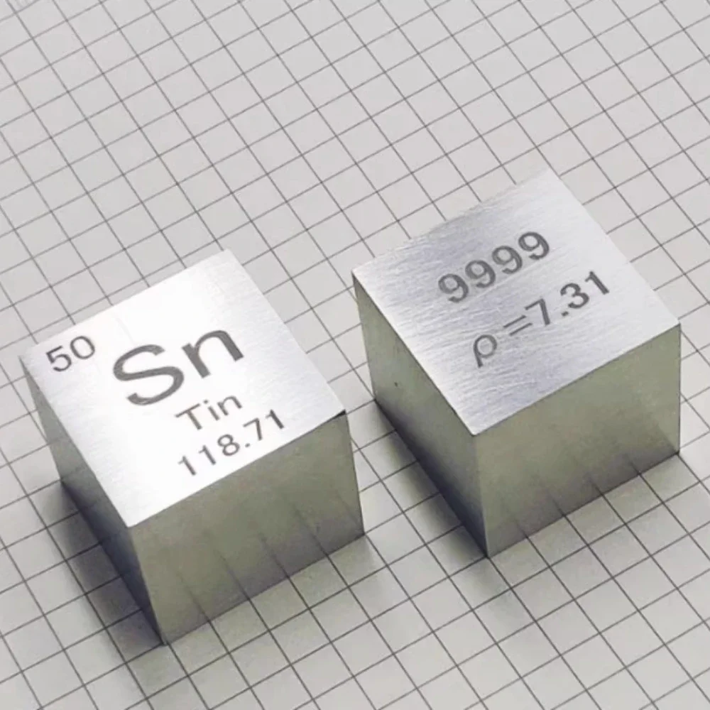1pcs 10mm High Density Tin Element Cube Ornament for Periodic Table Collections Lab Experiment Material Teaching Miniature Model