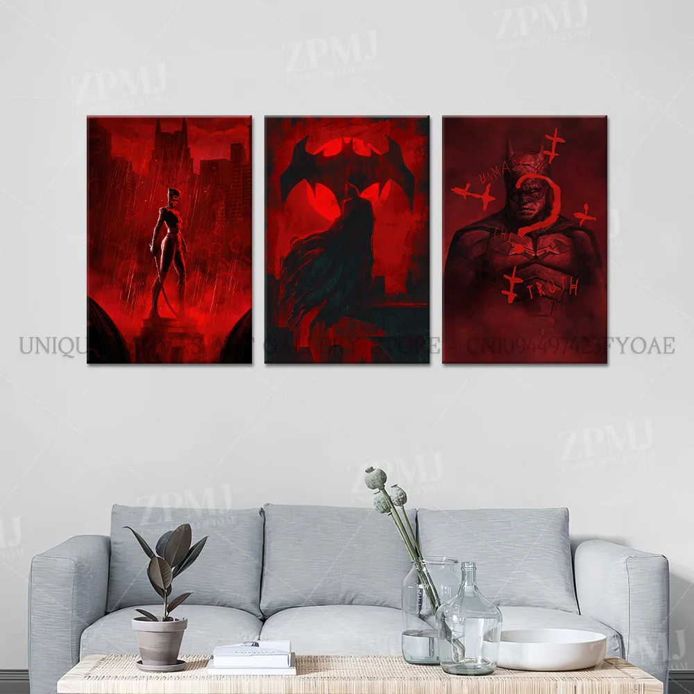DC Comics Justice League Batman Leinwand Bilder Rote Kapuze Joker Poster Catwoman Zimmer Home Decor Wand Kunstwerk Rahmenlose Malerei – Detail 2