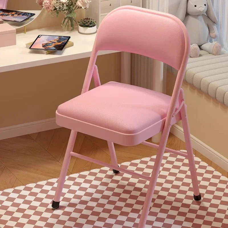 2024 New Foldable Makeup Stool  Chair for Girls' Bedroom Dressing Table Home Backrest Chair Pink Living Room Sillas Nordicas