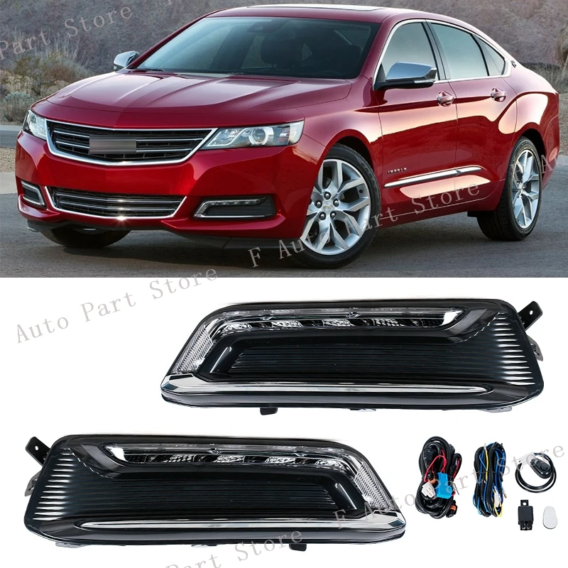 

1Set LED Front Bumper DRL Daytime Running Drive Lamp Fog Light Cover Frame Grille For Chevrolet Impala 2014 2015 2016 2017-2020