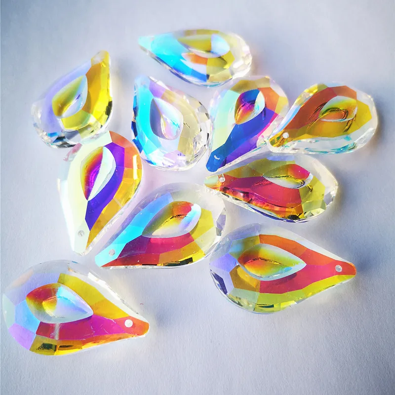 

Top Quality AB Color 20pcs 38mm Crystal Glass Chandelier Lamp Pendants (Free Rings) Glass Suncatcher Christmas Tree DIY Hanging