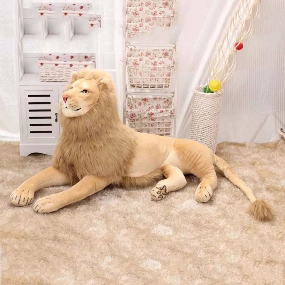 Poupée en peluche en forme de lion pour enfant, oreiller, jouet, simulation d'animaux, décoration de maison, cadeau