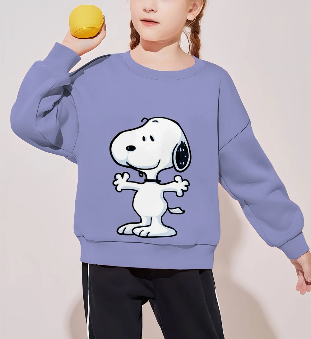 Autumn and Winter Long Sleeve Round Neck Sweatshirt Snoopy Cute Cartoon Print Children's Clothing Sweet Girl Tops