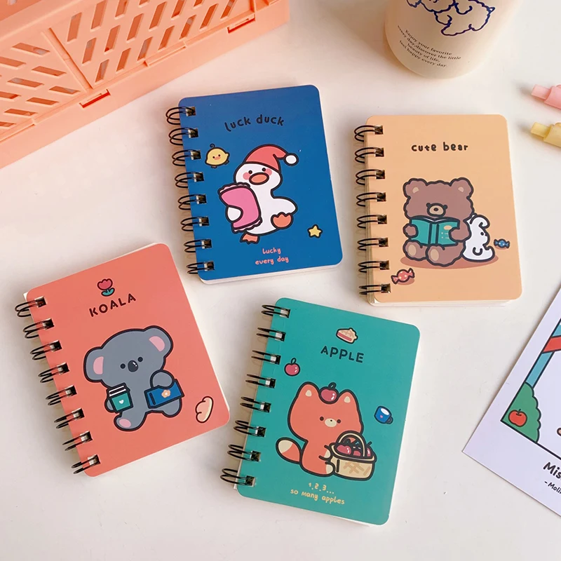 Small Spiral Notebooks, Cute Cartoon Pocket Notebook, Blank Memo Pads for Home Office Mini Note Pads, 76 Pages, 10.5x8cm