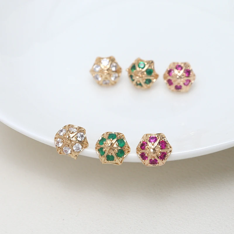 6pcs Copper-plated Gold Color Inlaid Zircon A Piao Ghost Holding Umbrella Diy Handmade Baroque Pearl Scepter Accessories Charms