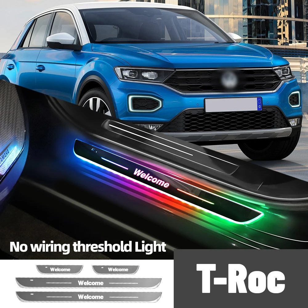 

For Volkswagen VW T-Roc Troc 2017-2023 2022 Car Door Sill Light Customized Logo LED Welcome Threshold Pedal Lamp Accessories