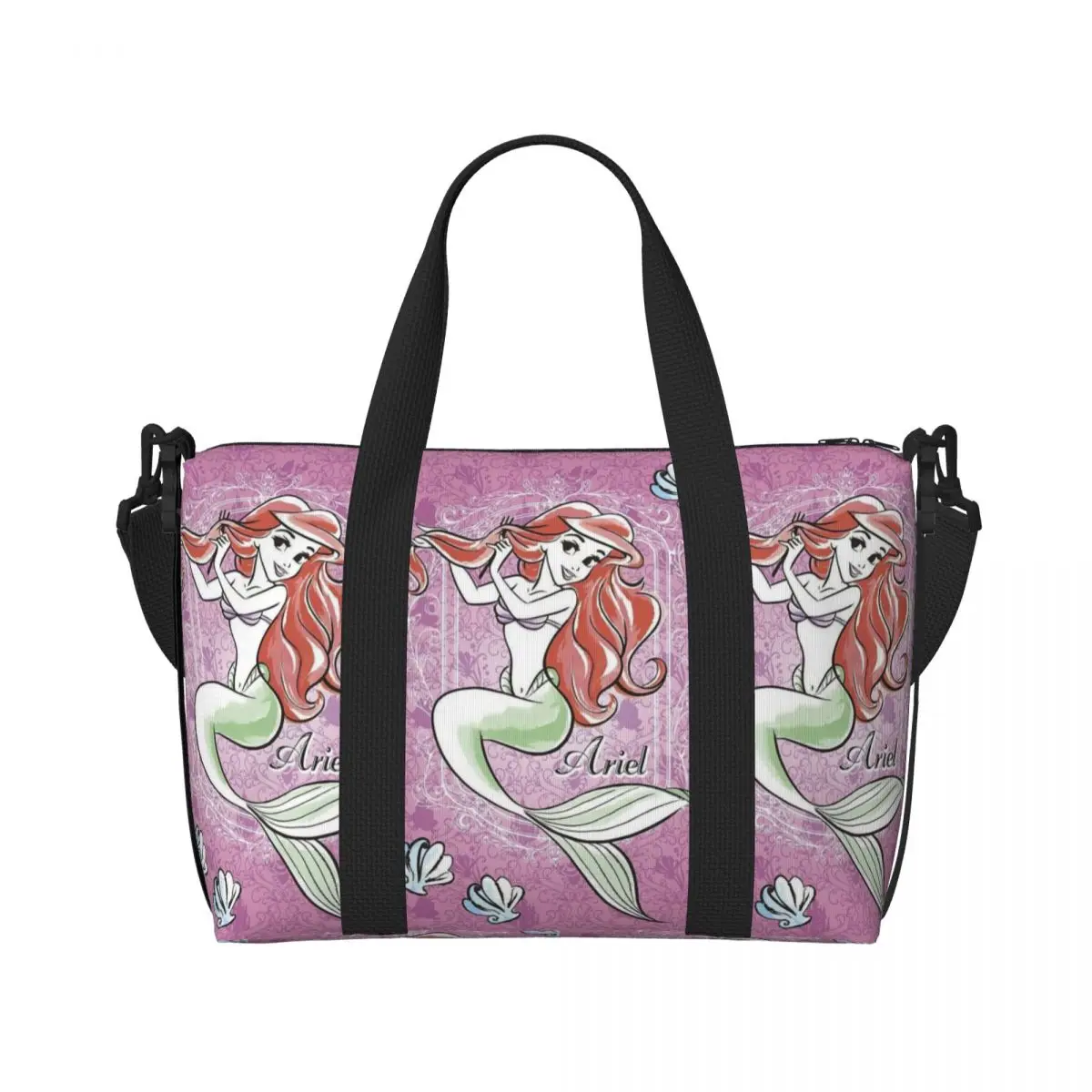 Custom Ariel Cute Cartoon Beach Tote Bag for Women The Little Mermaid Big Compartment Gym Beach Travel Bags