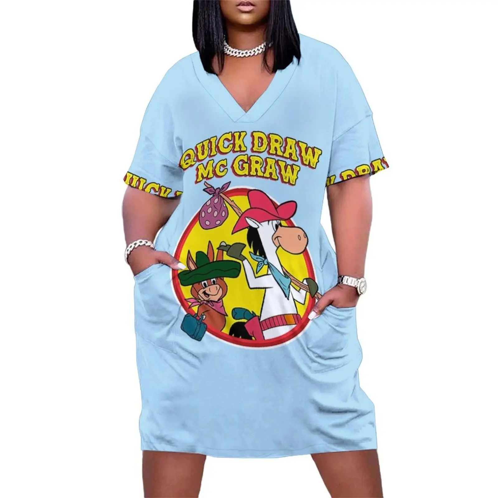 Quick Draw McGraw Comics Version Loose Pocket Dress Women's summer skirt dress for women summer