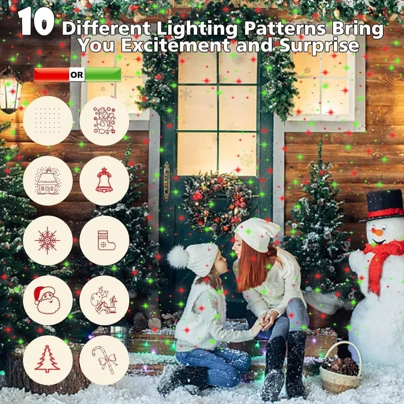Christmas Projector Lights Outdoor, Waterproof Christmas Decorations Led Lights Projector with Remote Control Timer Indoor