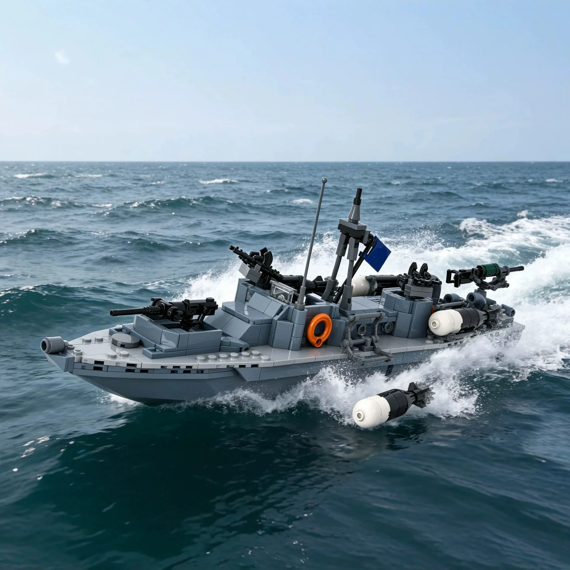 Torpedo Boat Battleship Building Block Toys Coast Guard Tomahawk Boat City PT-103 KM5 MTB Military Destroyer Granular Toys