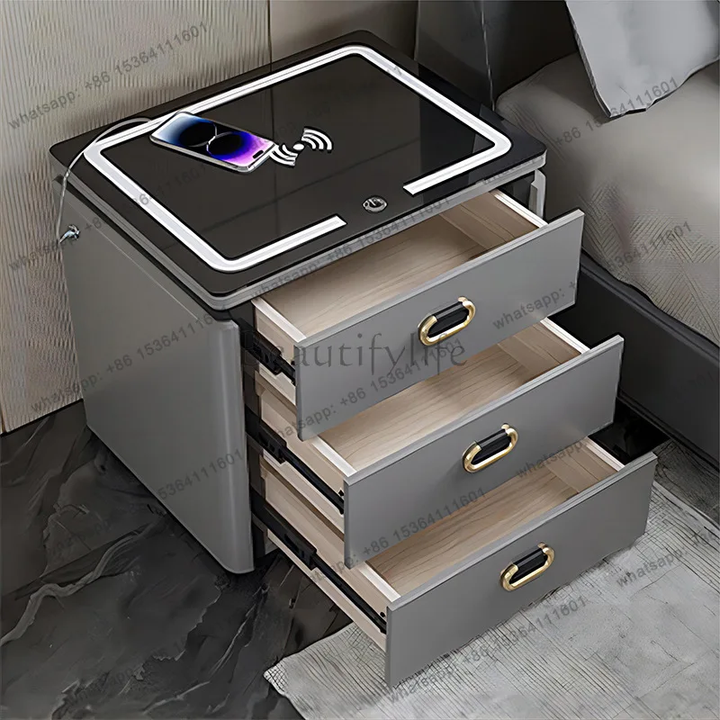 Integrated Cabinet Home Smart Anti-theft Drawer Bedside Fingerprint Nightstand Wireless Charging Speaker