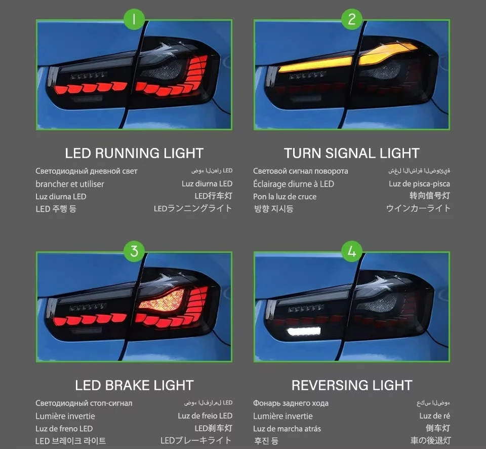 Tail Lamp for BMW G30 LED REAR Bumper Light 2018-2019 525i 530i F90 G38 LED 5 Series 4 Functions Drl Brake signal Reverse