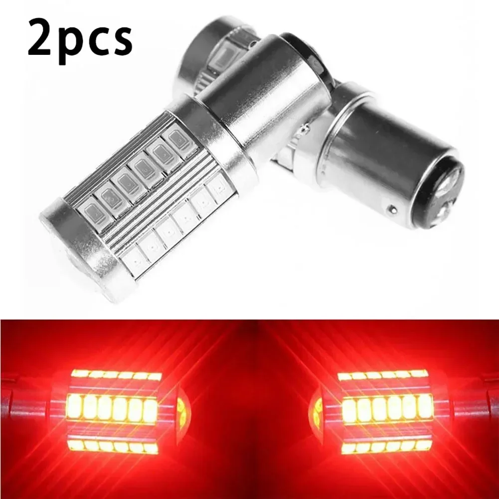 

VERYUS 2pcs Car Brake Tails Light Anti-Collision Taillight Braking Warning Lamps Red 1157 P21/5W 380 BAY15D 33 Smd Car Tail Brak