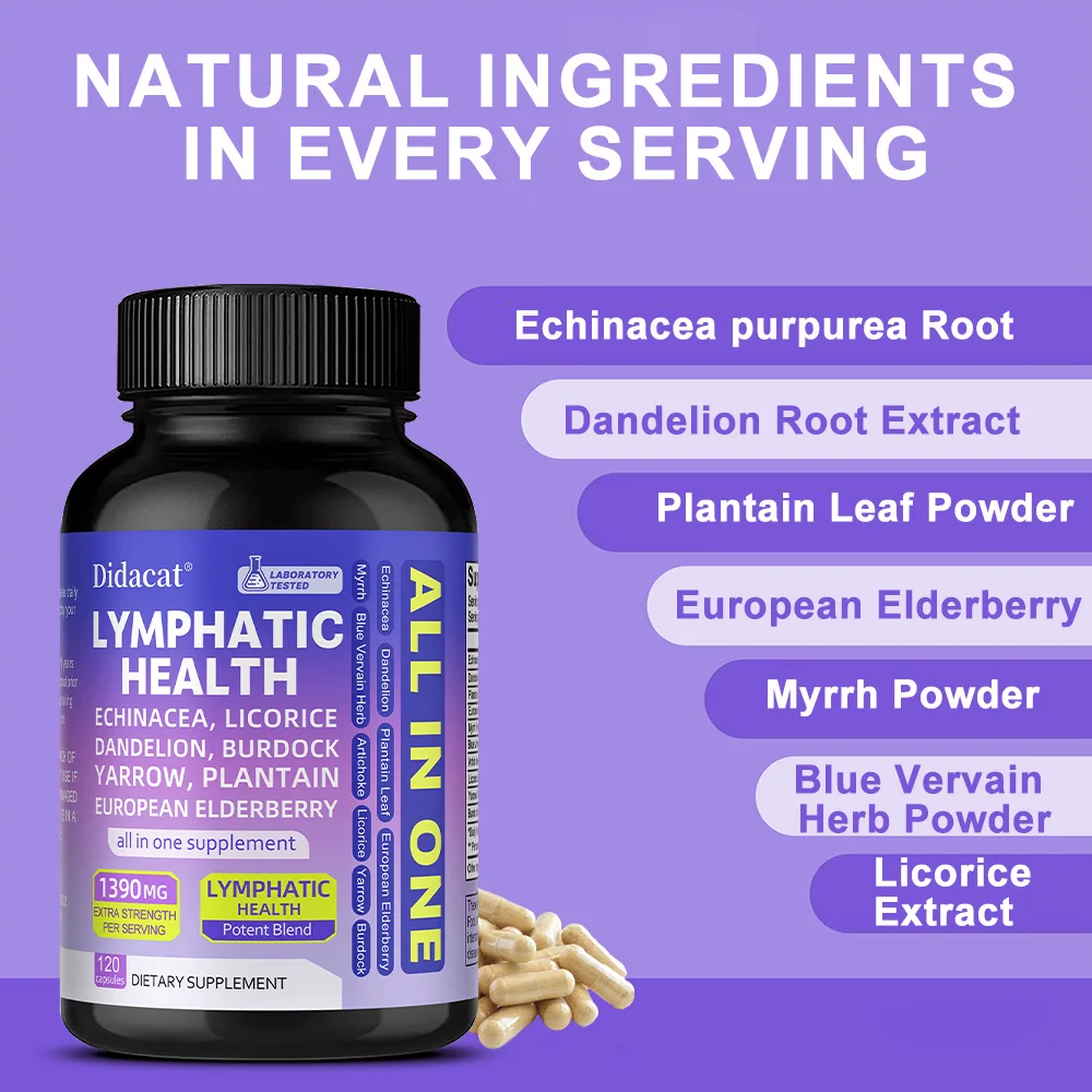 Natural Lymphatic Health Capsules, Detox Cleanse, Reduce Puffiness Water Retention, Support Thyroid Health & Immune Defense