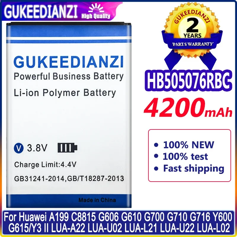 GUKEEDIANZI Battery 4200mAh  HB505076RBC For Huawei G615/Y3 II LUA-A22 LUA-U02 LUA-L21 LUA-U22 LUA-L02 Batteries