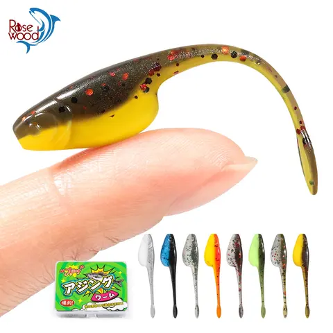 Rosewood Crappie Minnow Shad Soft Baits 5cm Ajing Worm Fishing Lure Willow Tail TPR Floating Drop Shot Ocean Rock Fishing Tackle