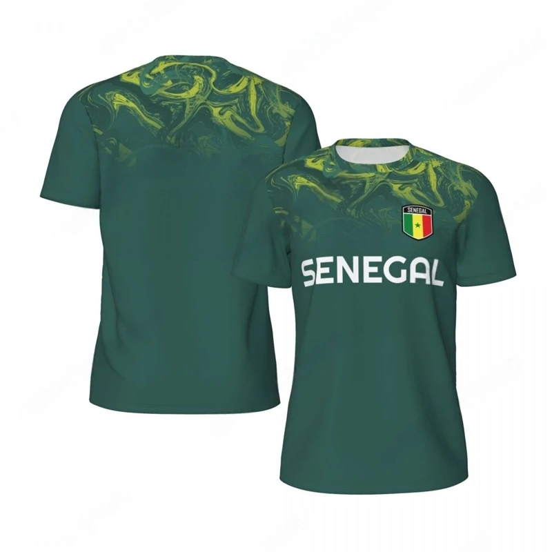 Fashion Senegal Flag Graphic Football T Shirts For Men Trend 3D National Emblem Printed Sports T-shirts Loose Breathable Tees