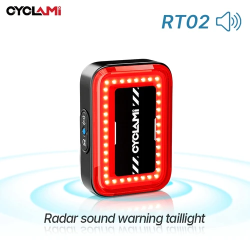 CYCLAMI-luz trasera de freno inteligente para bicicleta de montaña, Radar de bicicleta de carretera, resistente al agua, carga USB, luz trasera de advertencia de sonido para ciclismo