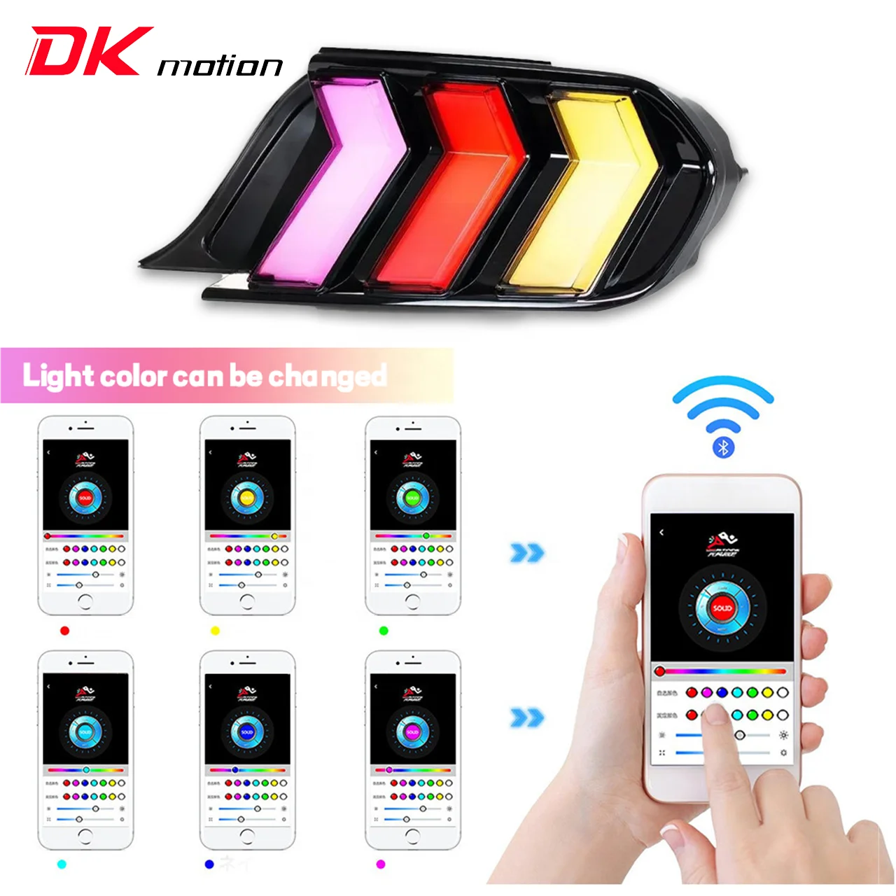 DK الحركة Led الذيل مجموعة مصابيح لفورد موستانج GT350 GT500 RGB سيارة تعديل Led أضواء خلفية لمبة خلفية 2015-2023